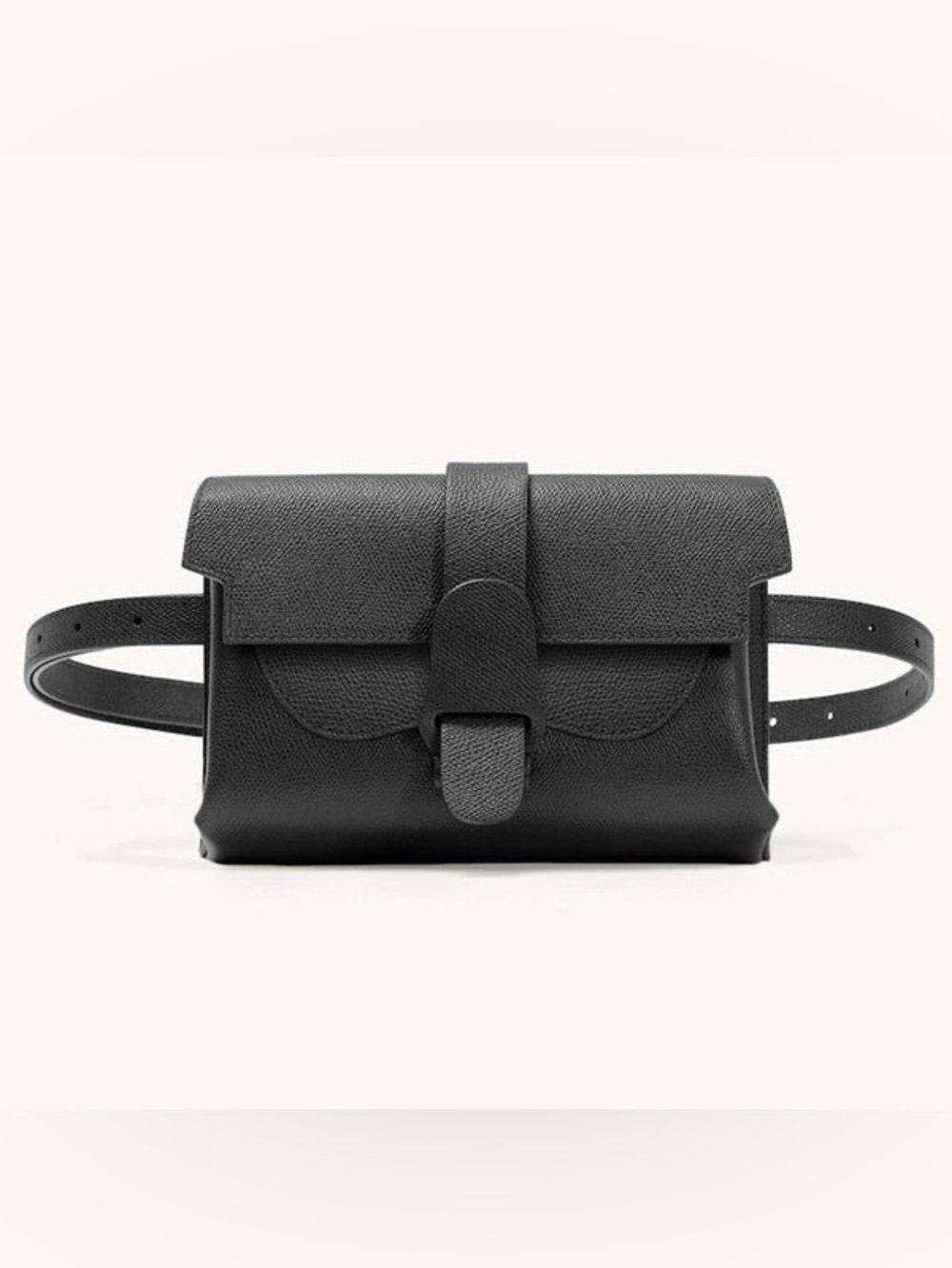 Senreve Aria Belt Bag in Pebbled Leather, Black/Gold